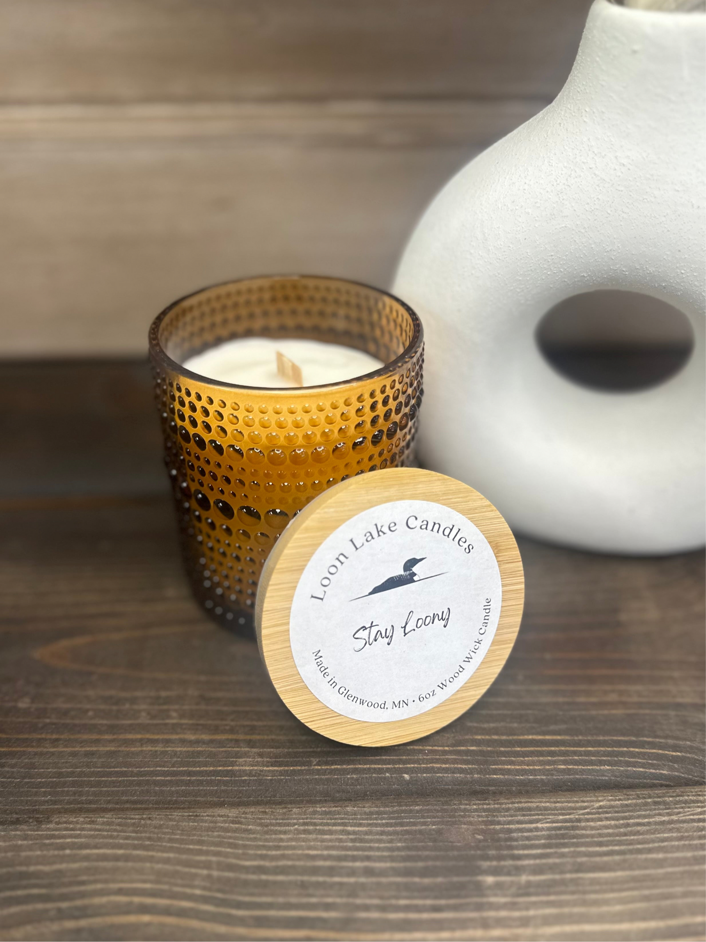 Stay Loony Wood Wick 6 oz Loon Lake Candles