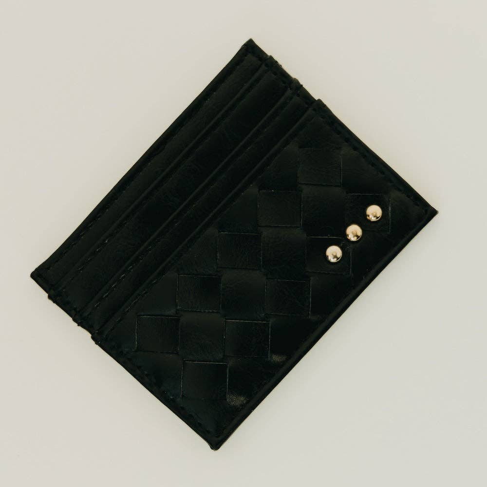 Mariah Woven Card Holder Wallet: Black