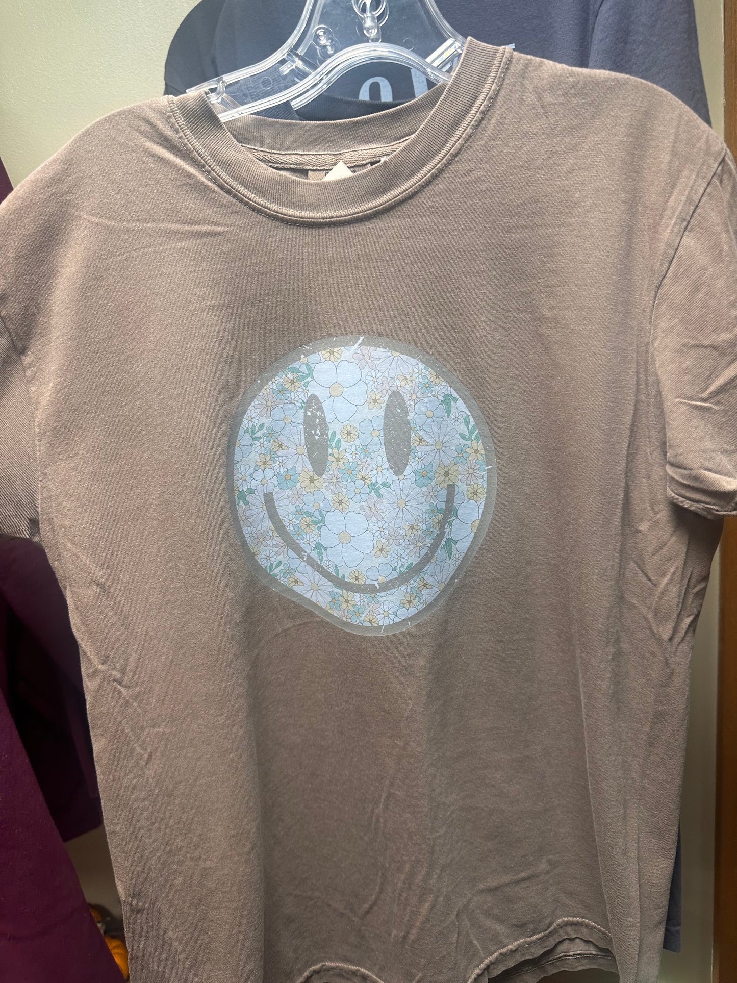 Floral Smiley Face Graphic Tee