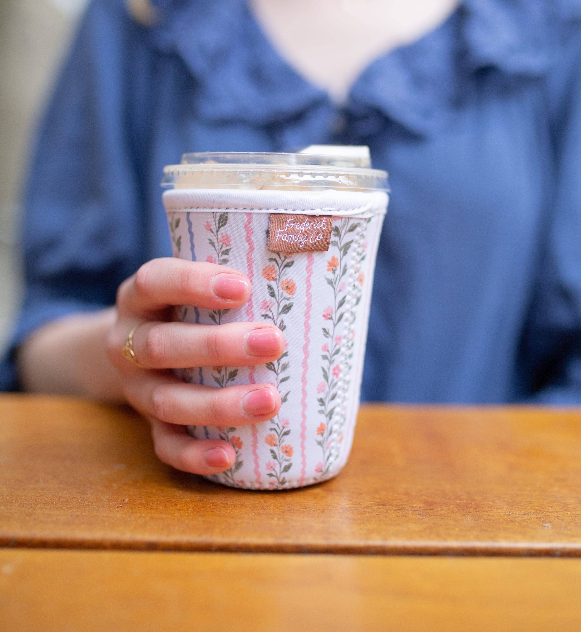 Green Striped Iced Coffee Sleeve