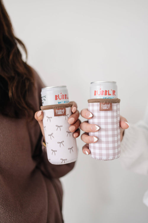 12oz Slim Can Sleeve Brown Bow