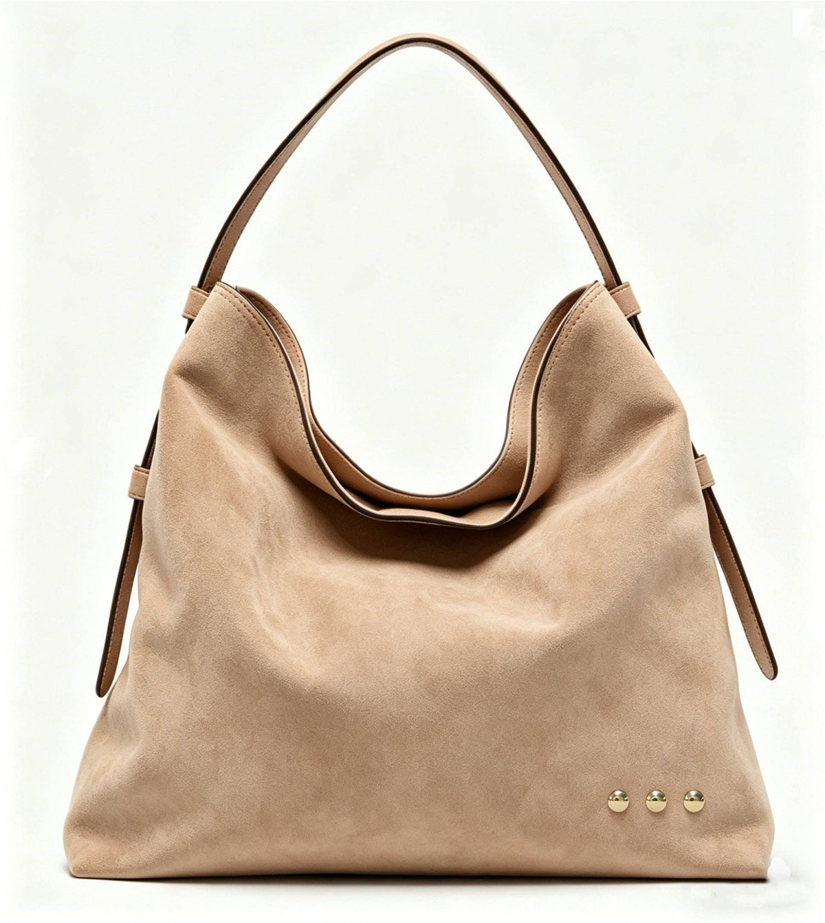 Evie Suede Hobo Shoulder Bag: Taupe