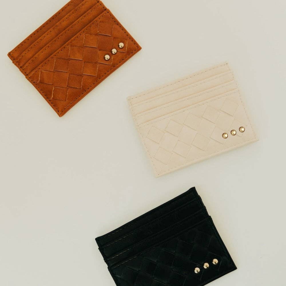 Mariah Woven Card Holder Wallet: Black