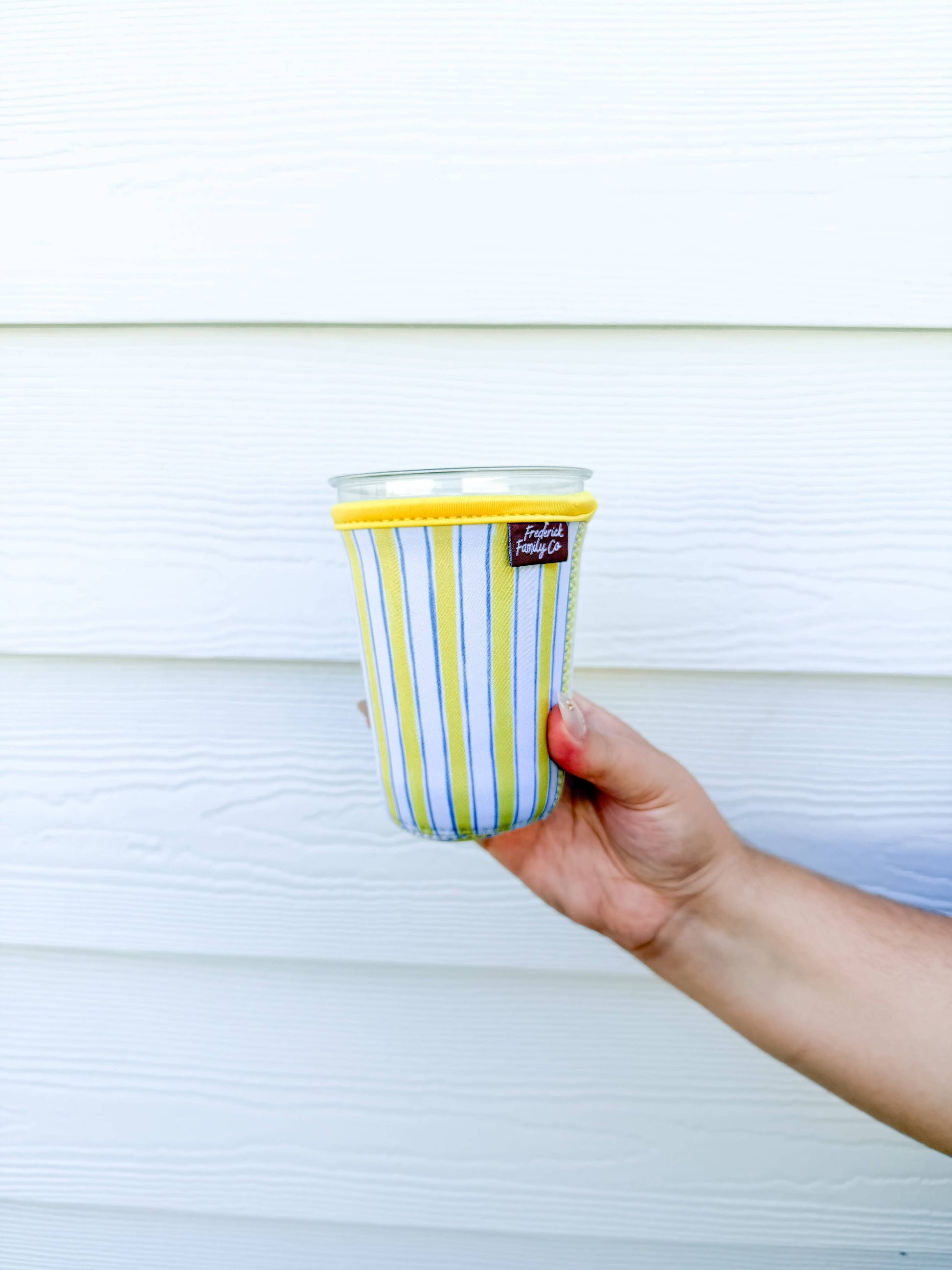 Green Striped Iced Coffee Sleeve
