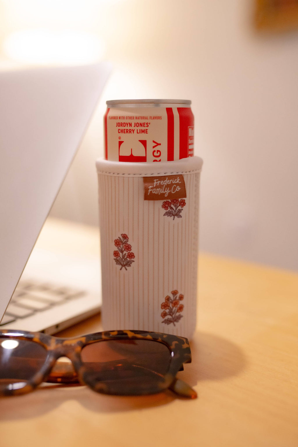 12oz Slim Can Sleeve Brown Bow