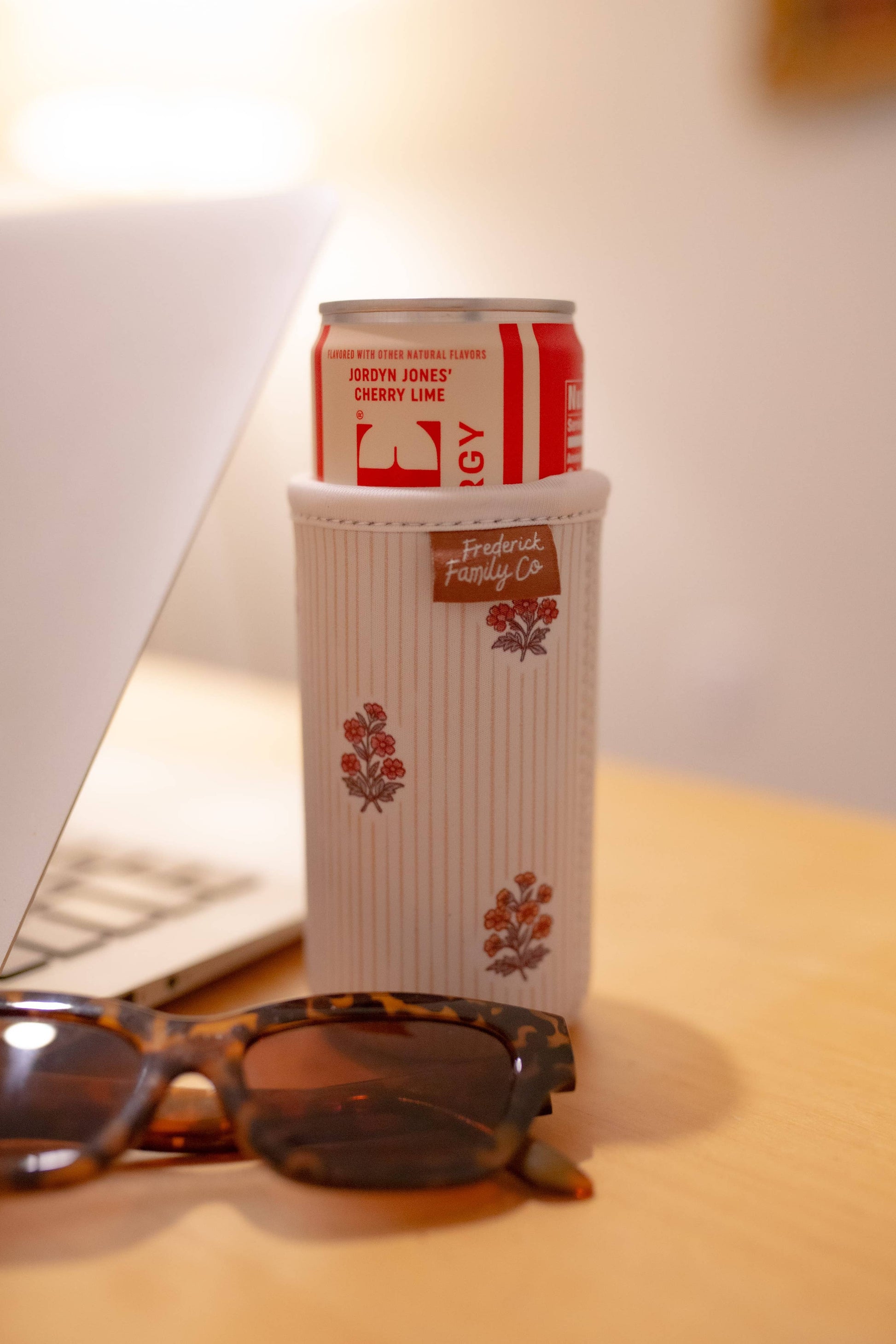 12oz Slim Can Sleeve Brown Bow