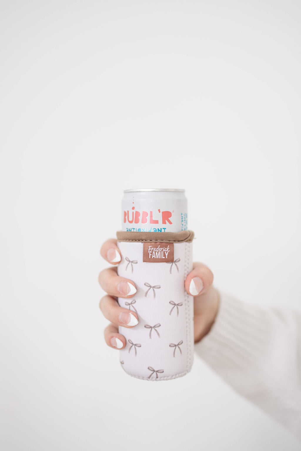 12oz Slim Can Sleeve Brown Bow
