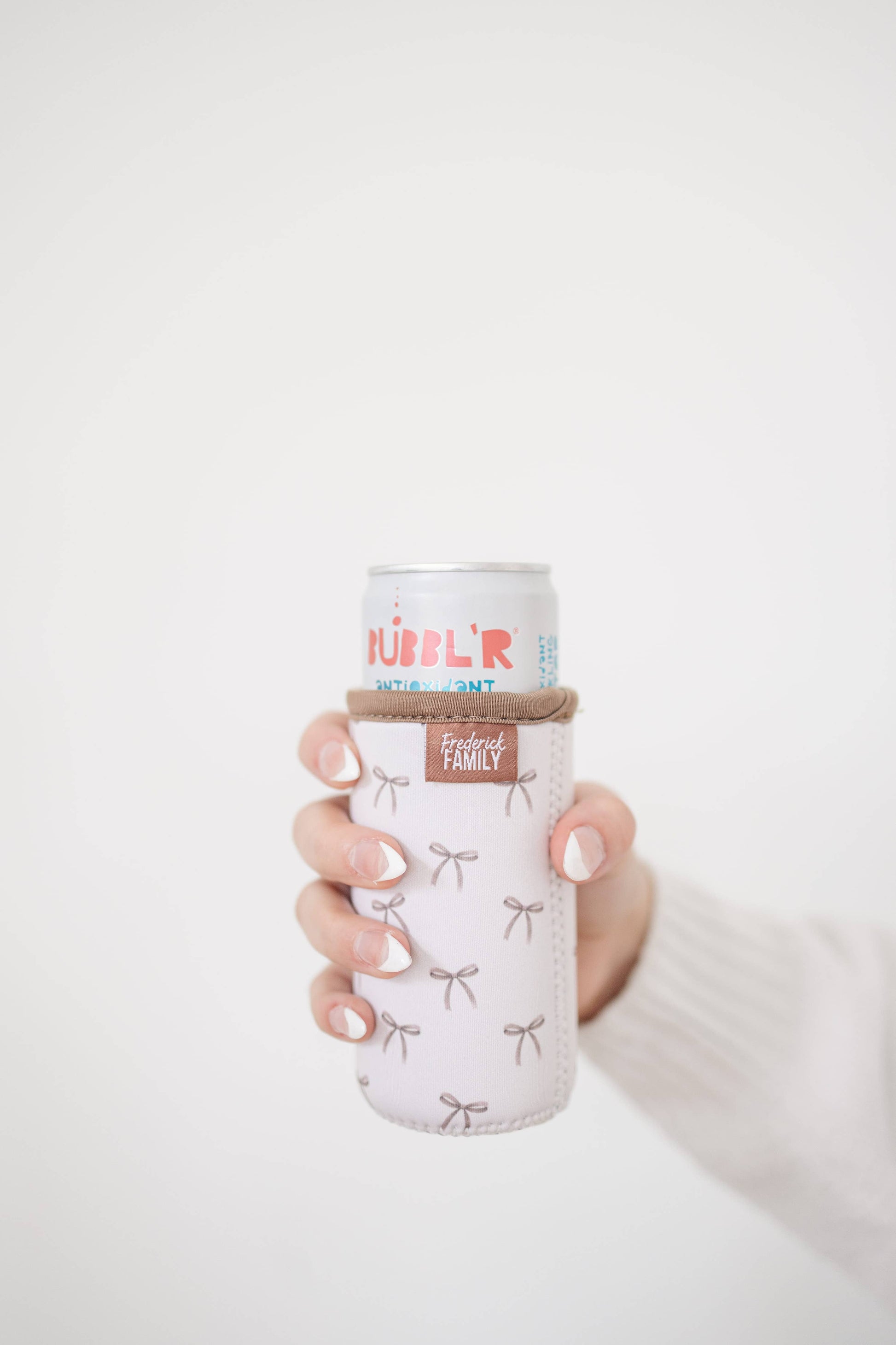 12oz Slim Can Sleeve Brown Bow