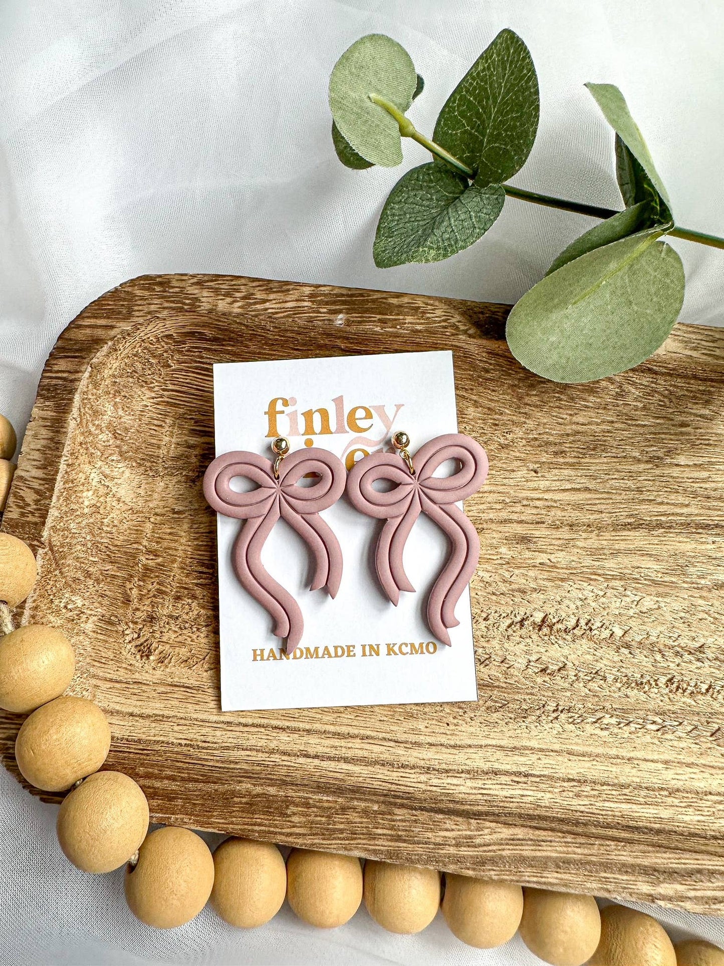 Dusty Rose Bow Earrings