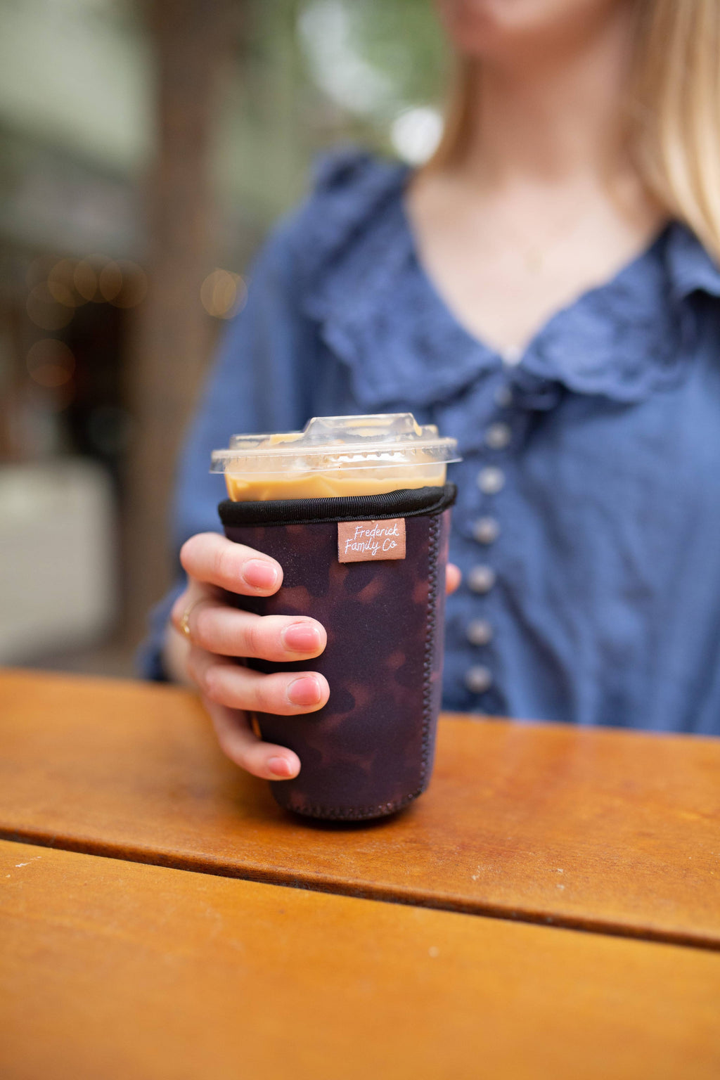 Green Striped Iced Coffee Sleeve