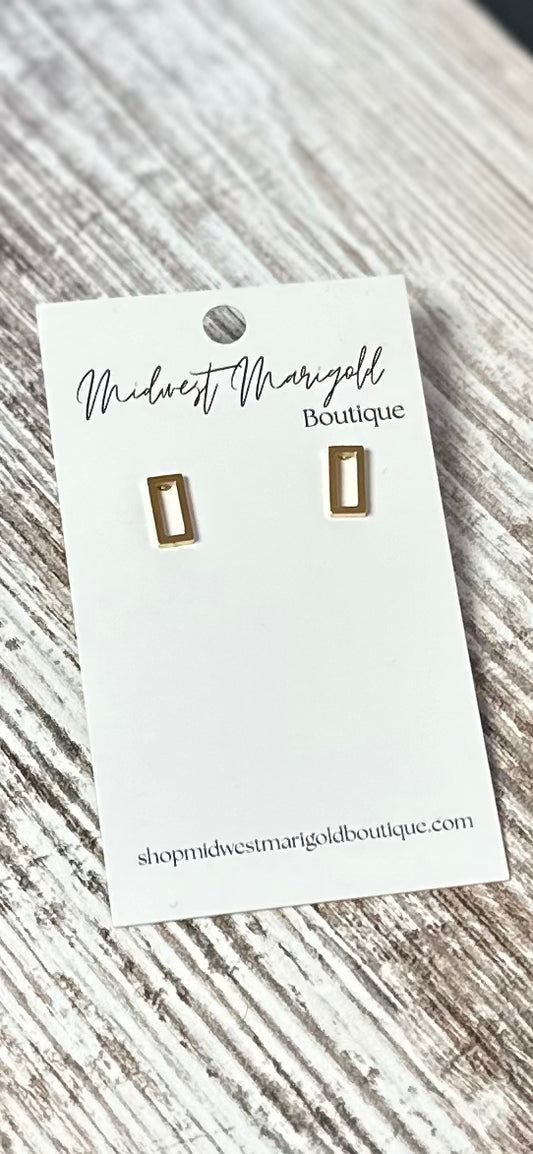 Gold Square Earrings