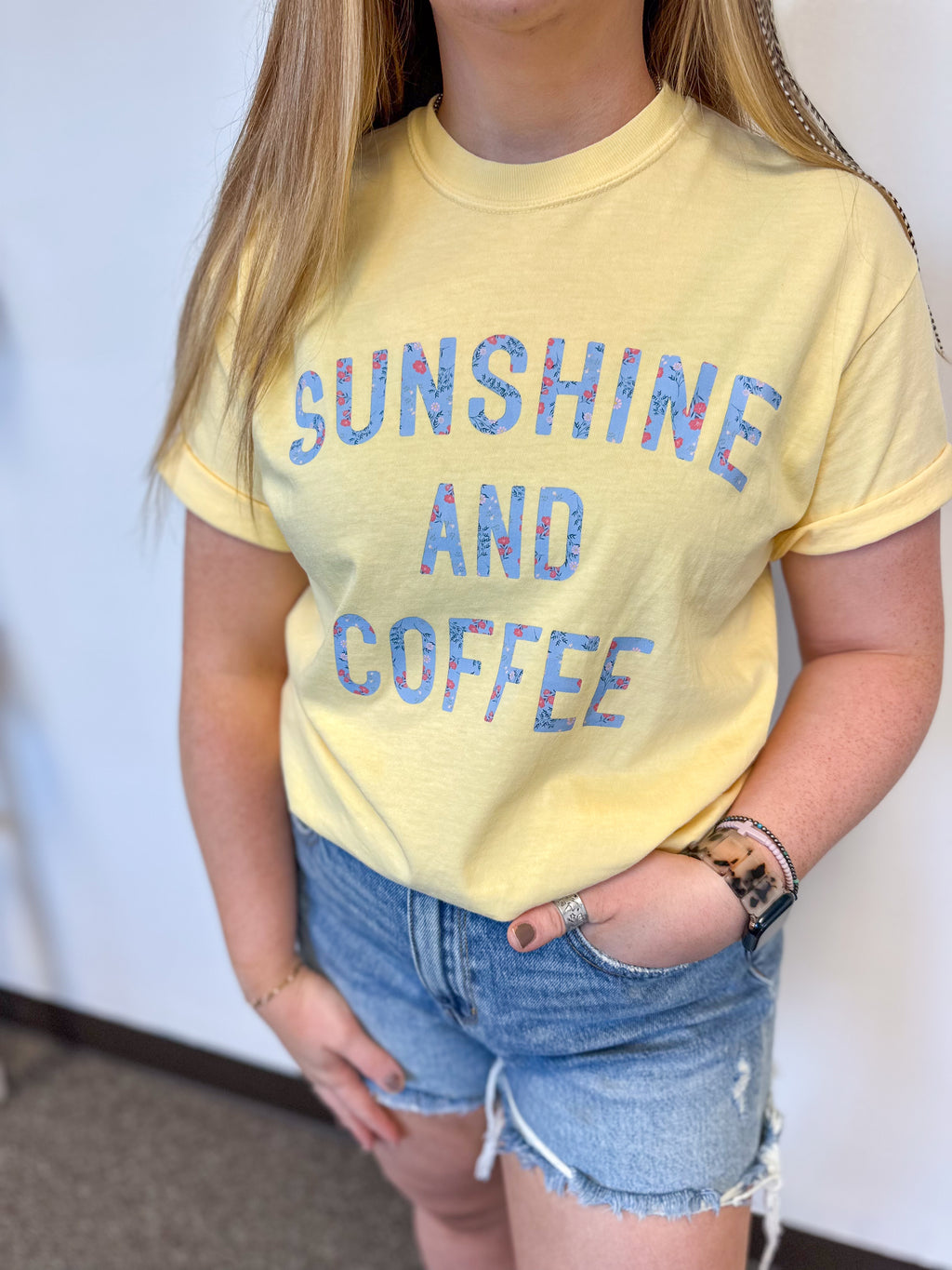 Floral Sunshine And Coffee Butter Graphic Tee