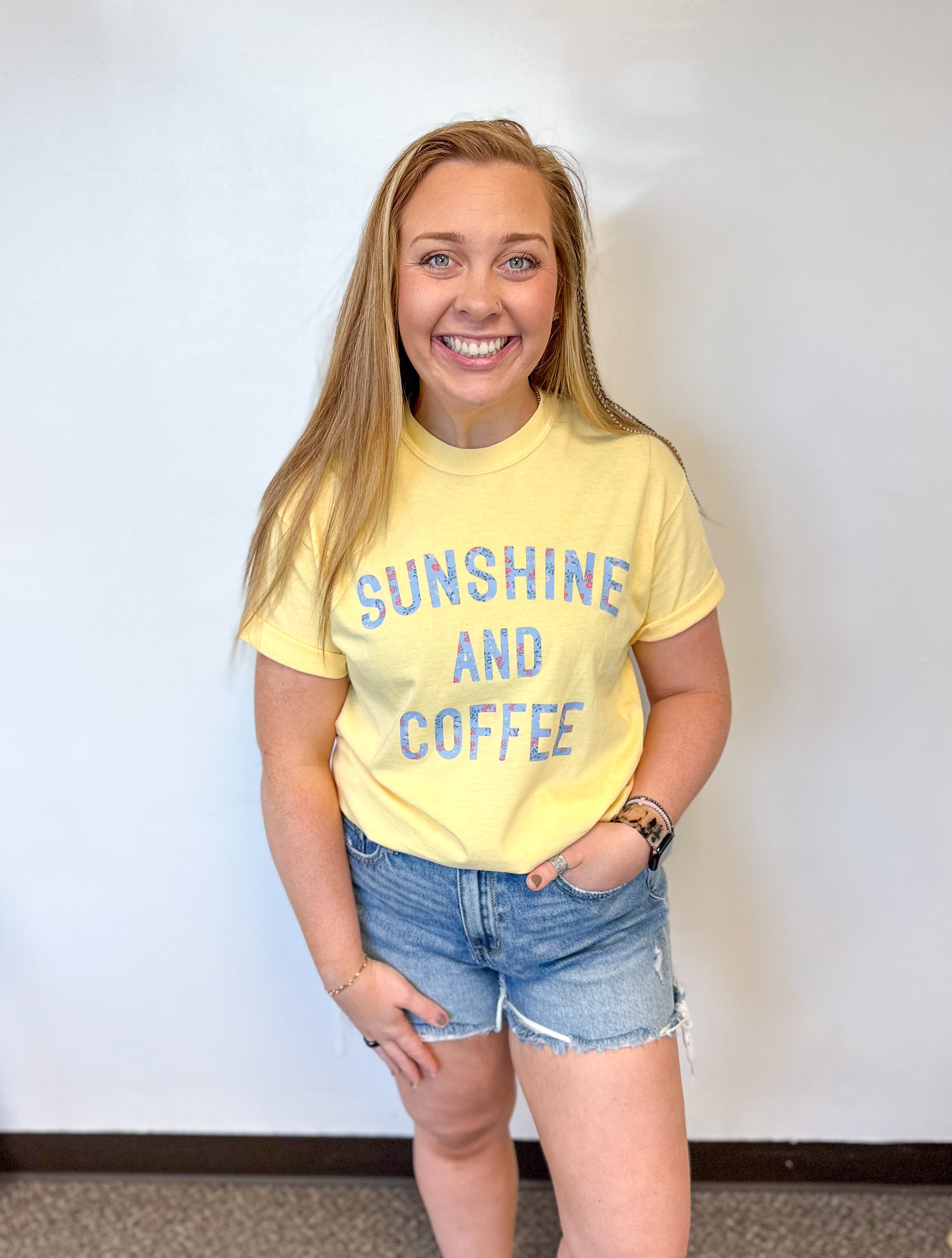 Floral Sunshine And Coffee Butter Graphic Tee