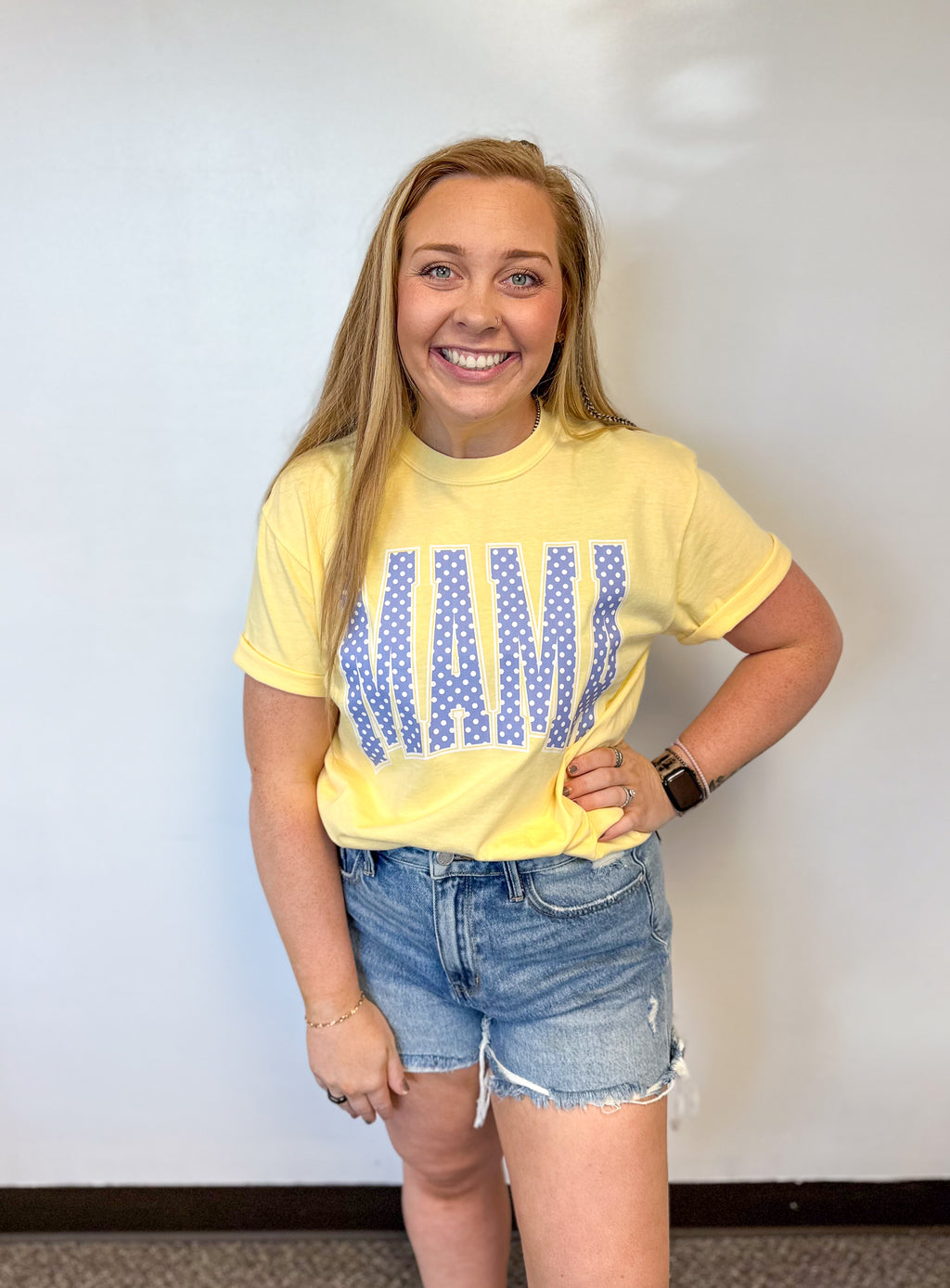 Blue Polka Dot MAMA Graphic Tee