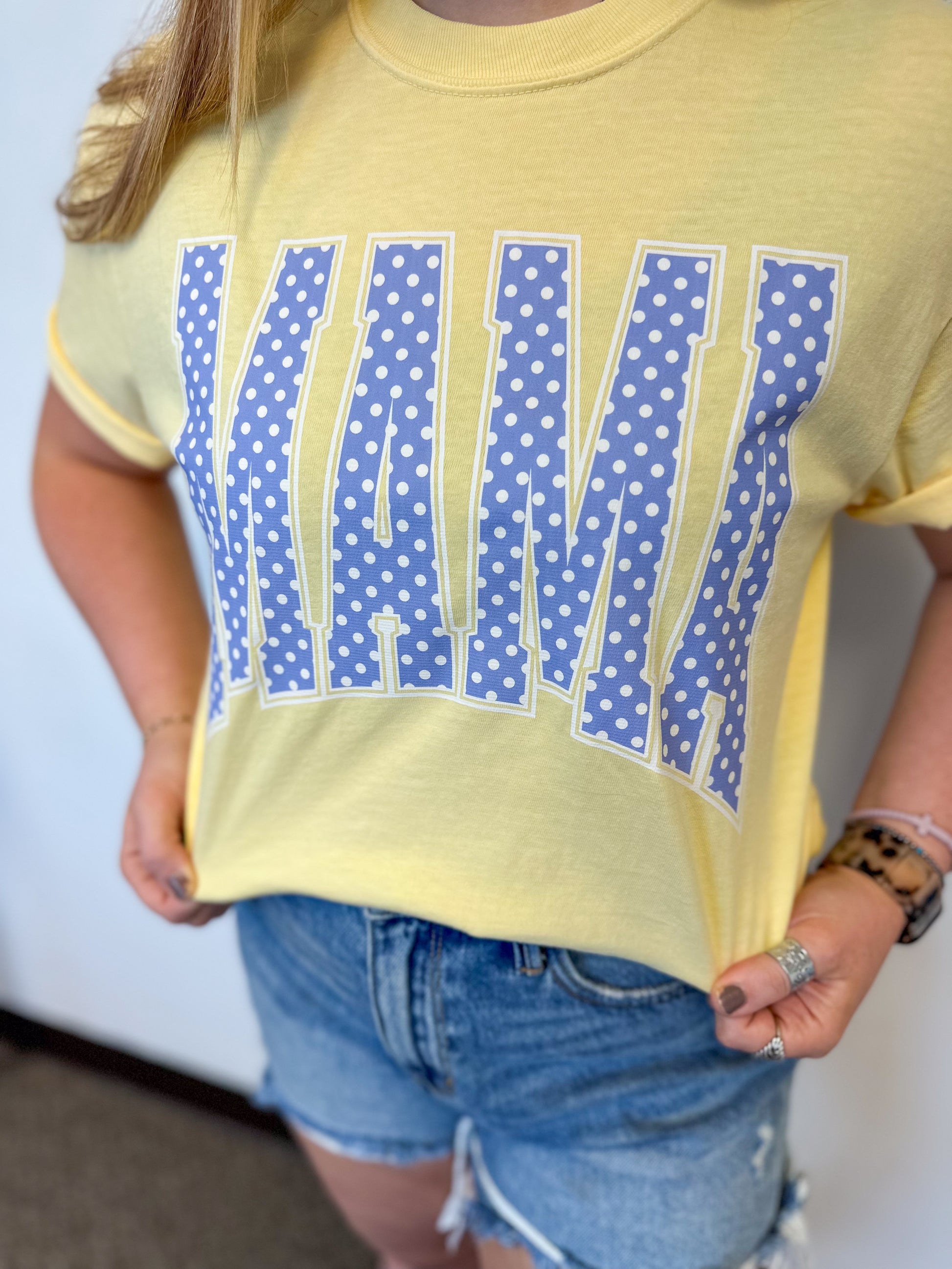 Blue Polka Dot MAMA Graphic Tee