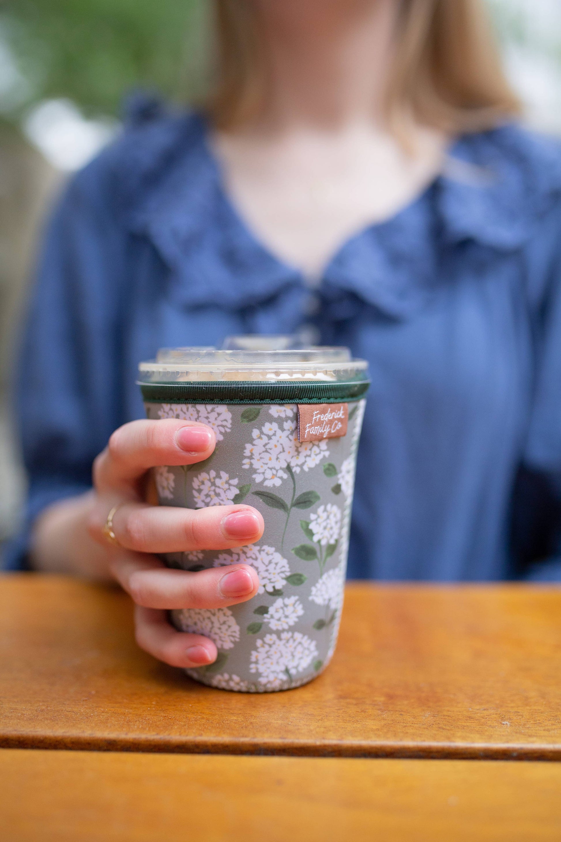 Green Striped Iced Coffee Sleeve