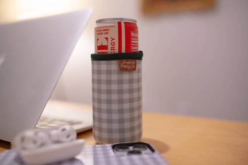 12oz Slim Can Sleeve Green Gingham