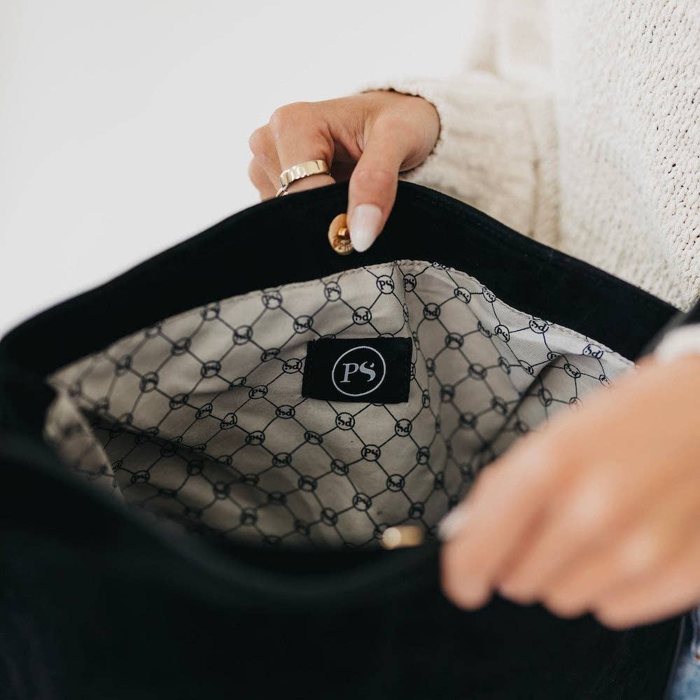 Evie Suede Hobo Shoulder Bag: Black