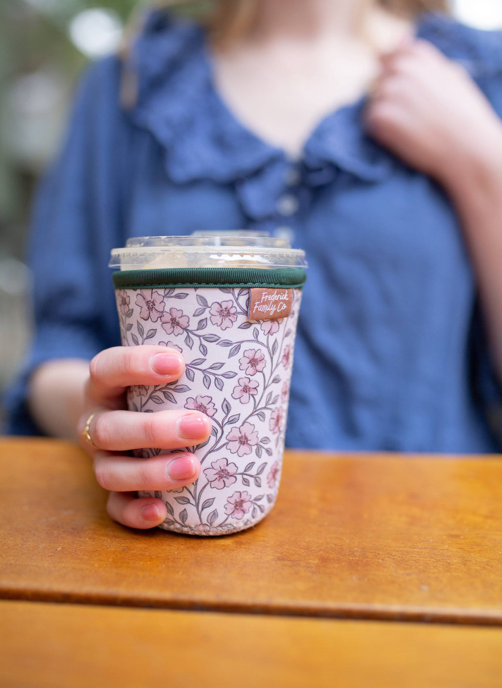 Green Striped Iced Coffee Sleeve