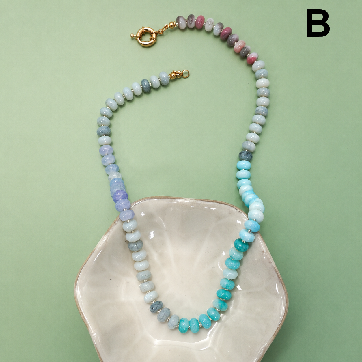 Natural Stone Semi-Precious Glass Mixed Necklace | 40NK9659: B