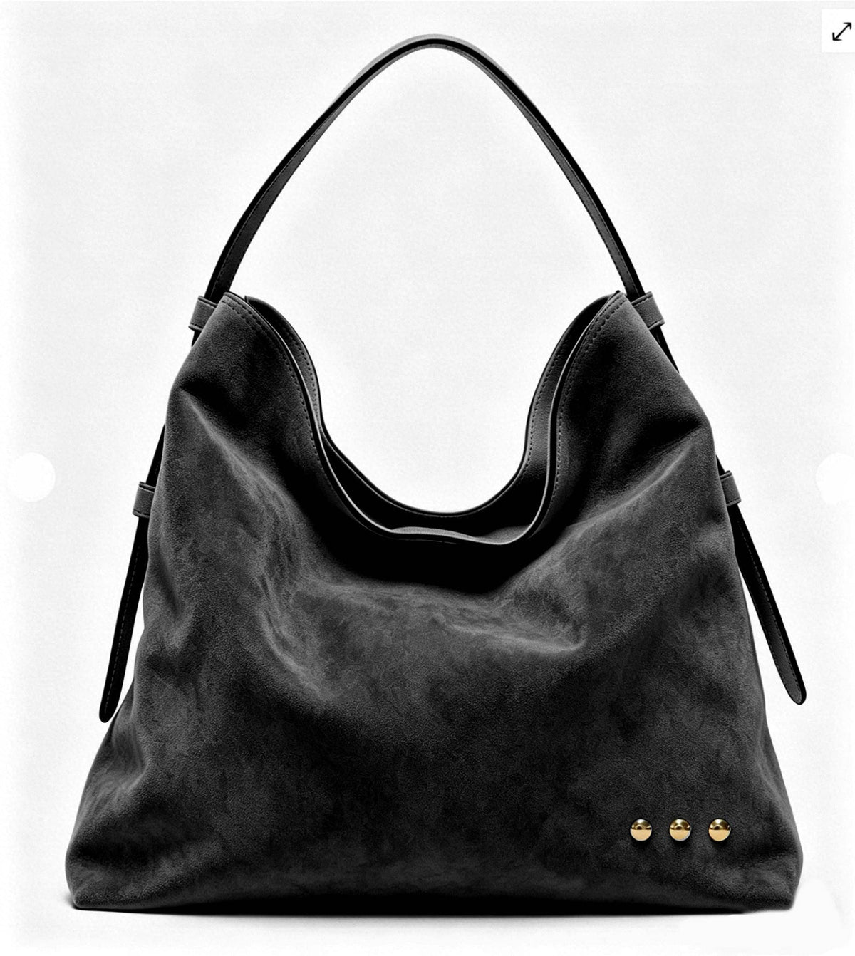 Evie Suede Hobo Shoulder Bag: Black
