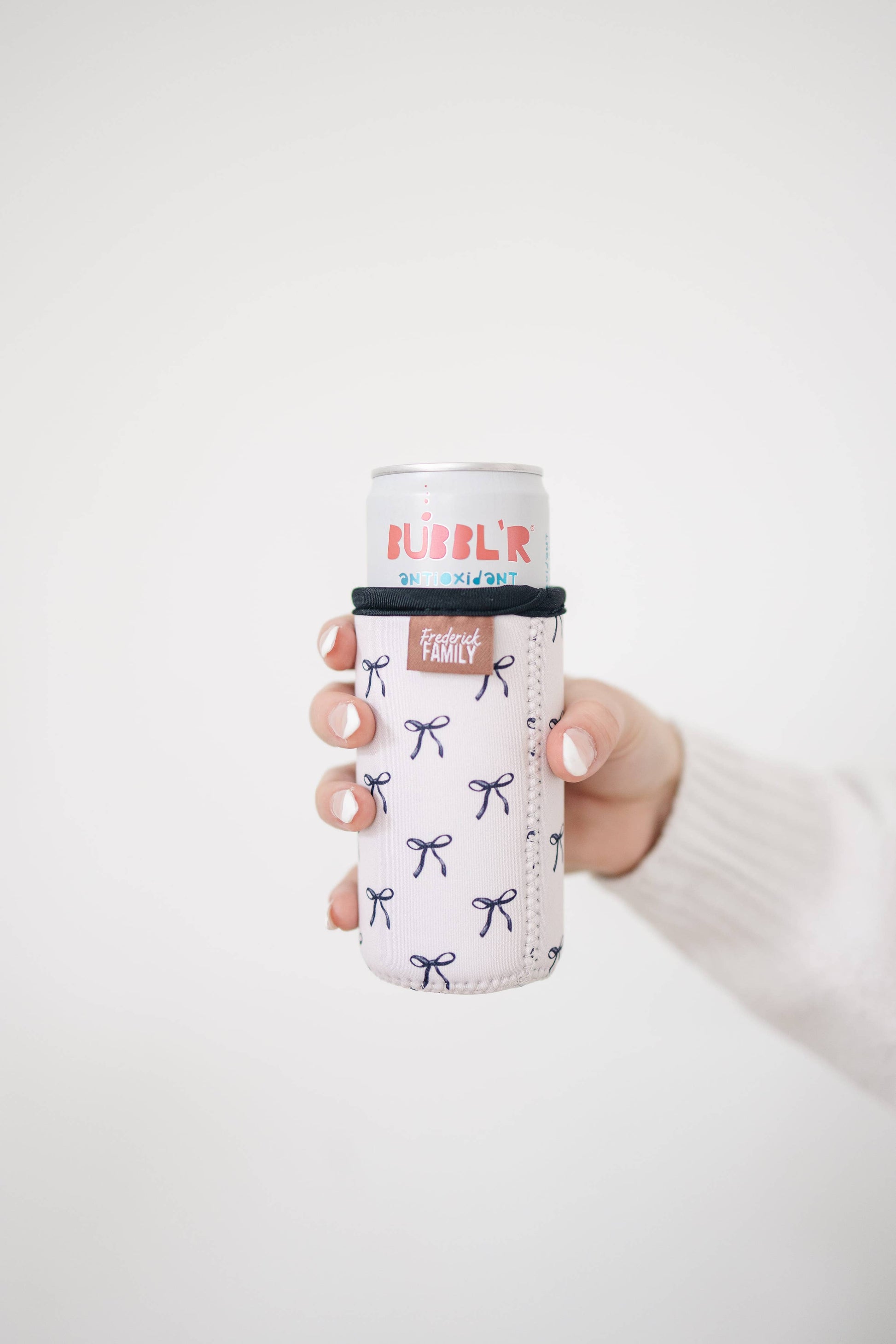 12oz Slim Can Sleeve Brown Bow