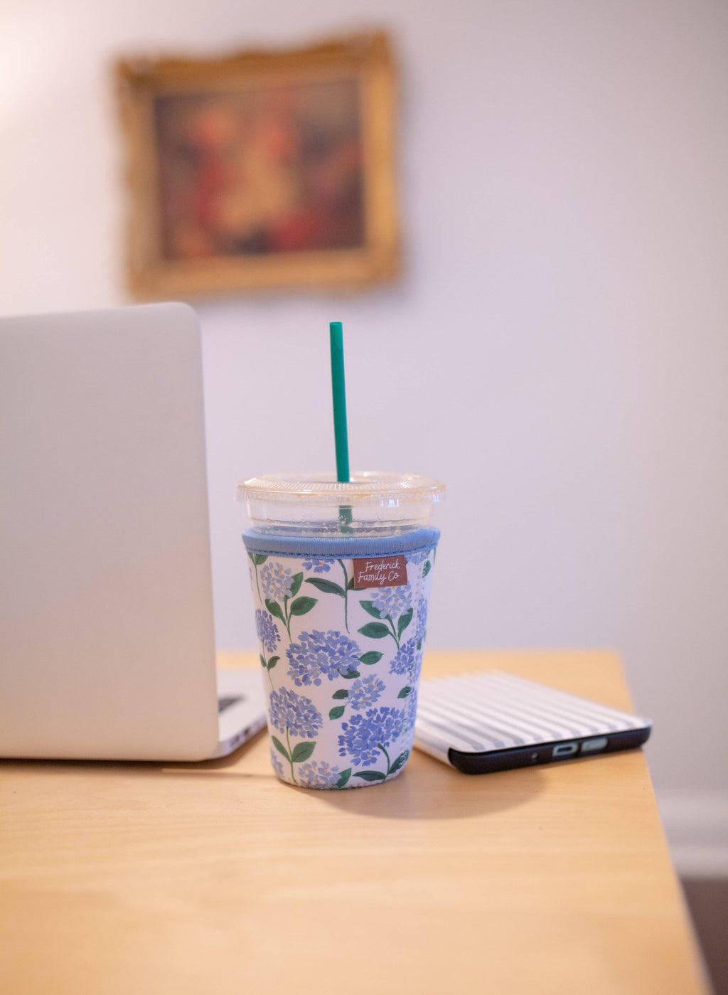 Green Striped Iced Coffee Sleeve
