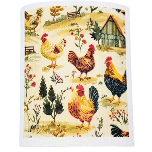 Up with the Chickens Swedish Dishcloth